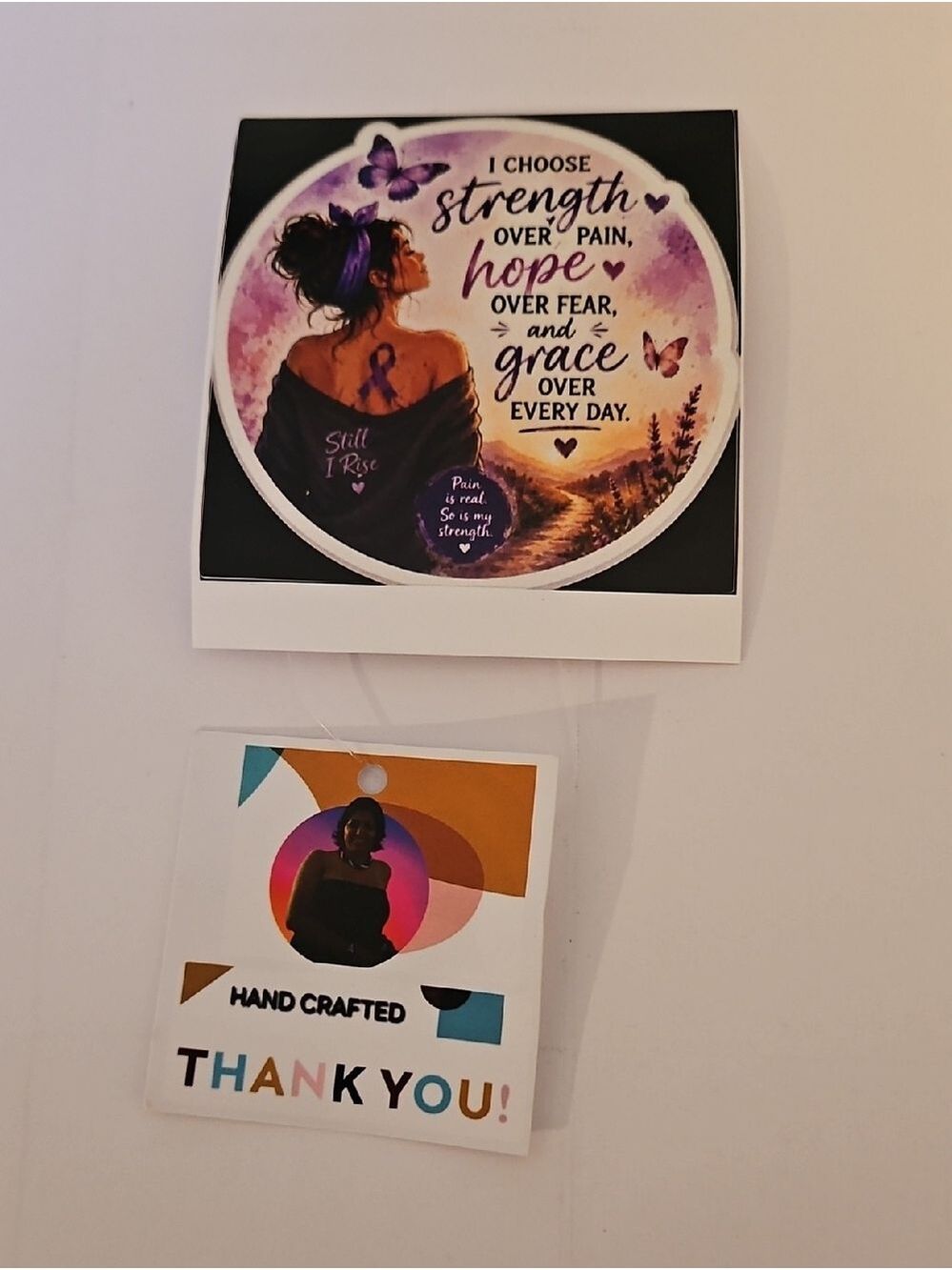 Handmade Chronic Pain Warrior Vinyl Sticker Hope Over Fear Purple Butterfly 3x3 - Picture 9 of 17